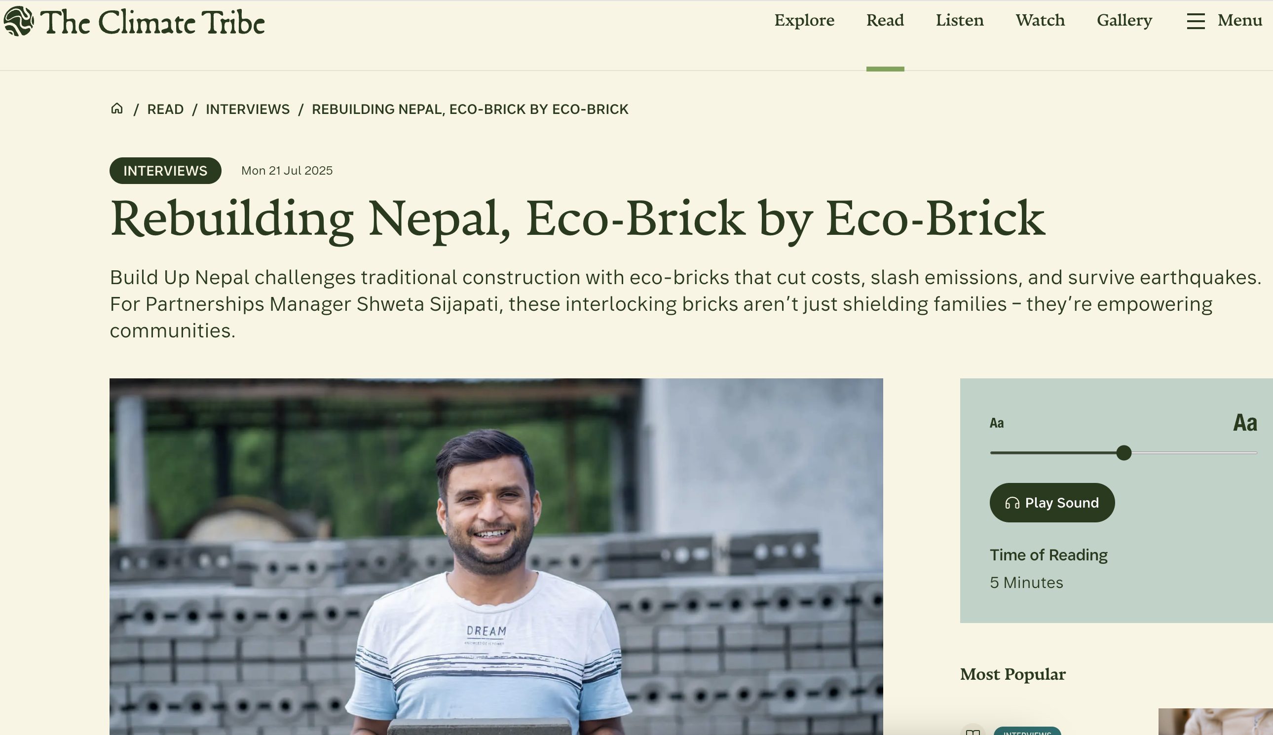 The Climate Tribe: ‘Rebuilding Nepal, Eco-Brick by Eco-Brick’